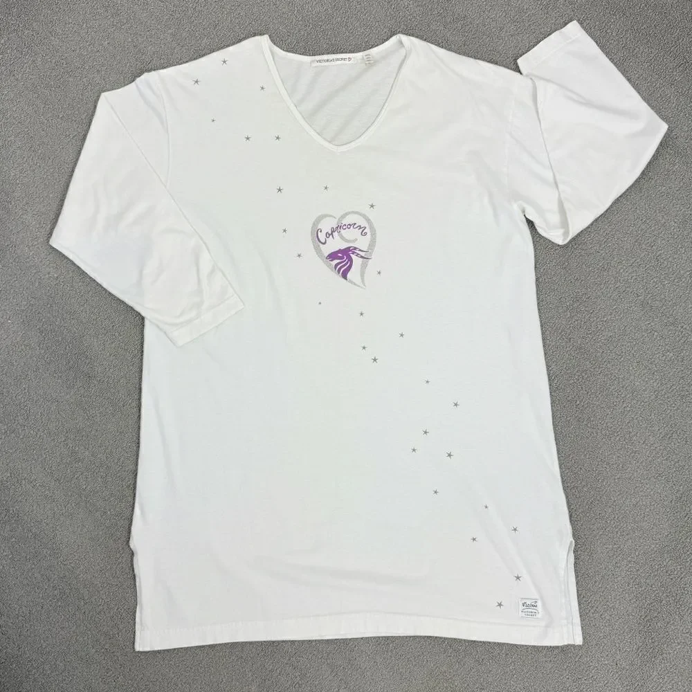 Victoria’s Secret Vintage‎ Capricorn Astrology Cotton Nightshirt White Small